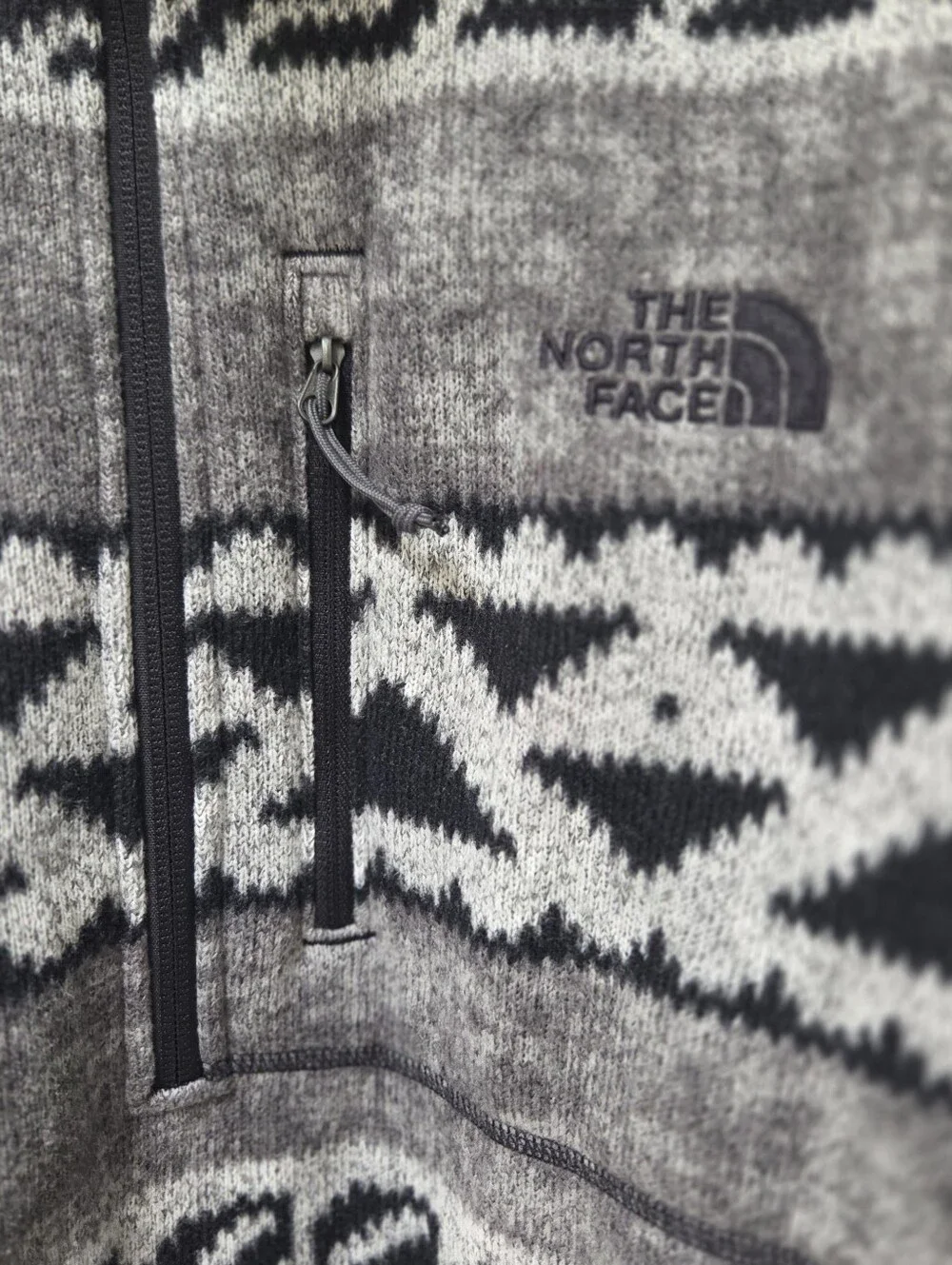 The North Face Patterned Fleece Pullover L Gray Southwestern Aztec Gorpcore
